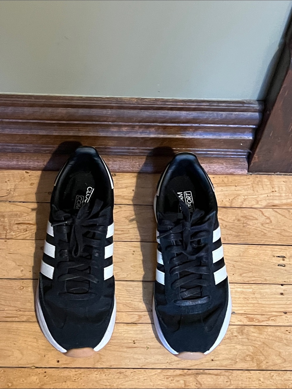 Adidas Black Sneakers with White Stripes -